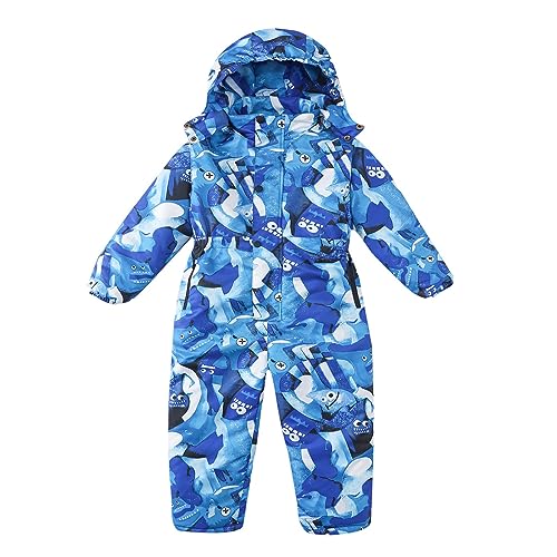 Schneeanzug Kinder Verdickt Schneeoverall Mit Kapuze Wasserdicht Winteranzug Skianzug Kinder 2 Teilig Blau 6-7 Jahre von SKFLABOOF