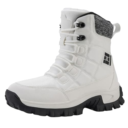 Schneestiefel Damen Trekkingschuhe Wasserdicht Winterstiefel Damen Gefüttert Schneeschuhe Damen Winterschuhe Snow Boots Weiß 41 von SKFLABOOF