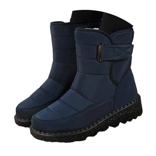 Schneestiefel Damen Winterschuhe Outdoor Trekkingschuhe rutschfeste Winterstiefel Gefüttert Boots Schneeschuhe Damen Snow Boots Dunkelblau 43 von SKFLABOOF