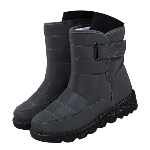 Schneestiefel Damen Winterschuhe Outdoor Trekkingschuhe rutschfeste Winterstiefel Gefüttert Boots Schneeschuhe Damen Snow Boots Grau 41 von SKFLABOOF