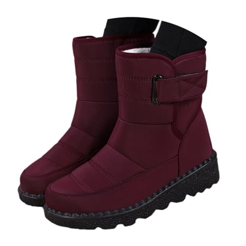 Schneestiefel Damen Winterschuhe Outdoor Trekkingschuhe rutschfeste Winterstiefel Gefüttert Boots Schneeschuhe Damen Snow Boots Ziegelrot 35 von SKFLABOOF