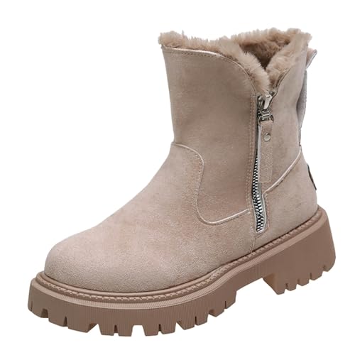 Stiefeletten Damen Grace Schneestiefel - Gefüttert Winterschuhe Ankle Boots Wasserdicht Warm Snowboot Mit Futter Herbst Winter Winterstiefel Komfort Stiefel Snow Winterboots Beige 39 von SKFLABOOF