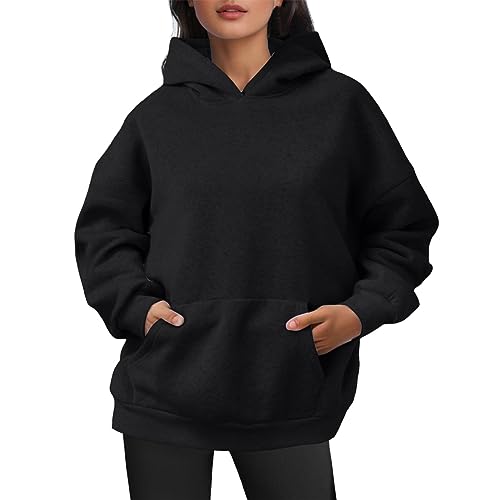 Sweatshirt Damen Hoodie Oversize Basic Pullover Streetwear Damen Damen Plus Size Warm Cozy Weich Kapuzenpullover Sweatjacke Hoodie Hoodie Jacke von SKFLABOOF