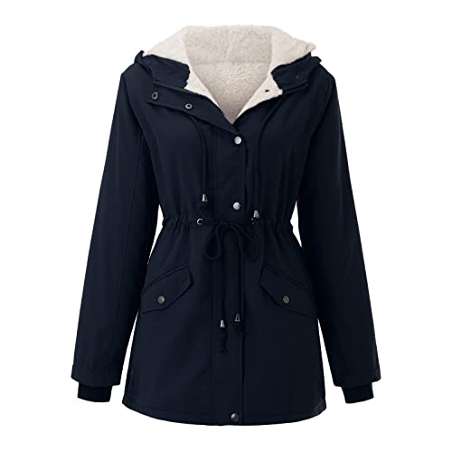 Teddy Mantel Damen Lang Fall Kuscheljacke Sweatjacke Teddyfleece Jacke Winter Flauschige Herbstmode Plüschjacke Fleecejacke Herbstjacke Marine S von SKFLABOOF