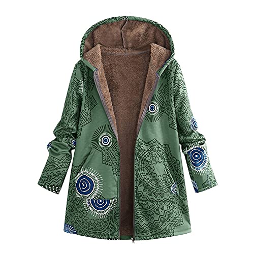 Teddy Mantel Damen Lang Warm Fleecejacke Teddyfleecejacke Kuschel-Fleece Winter Flauschig Flauschige Teddyjacke Teddymantel Plüschjacke Grün 5XL von SKFLABOOF