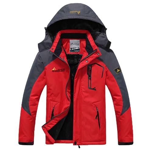 The Deal, Ski Jacke Damen Jacken Winterjacke Wasserdicht Warm Herren Funktionsjacke Winterjacken Men Winter Jacket Arbeitsjacke Sport Rot, 4XL von SKFLABOOF