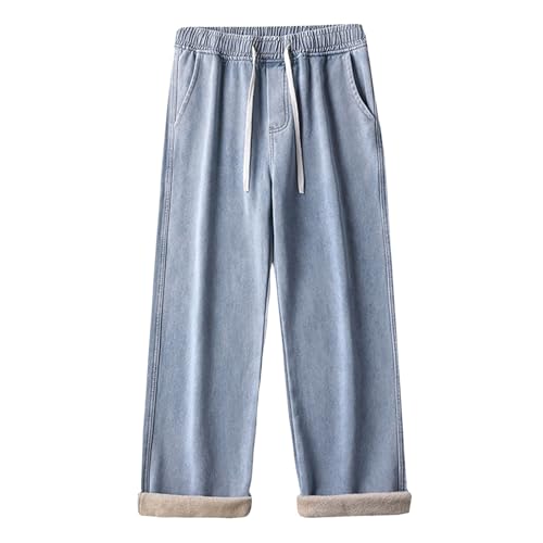 Thermohose Herren Winter Fleece Fleecehose Jogginghose Gefüttert Thermounterwäsche Einfarbig Wanderhose Arbeitshosen Männer Hellblau S von SKFLABOOF