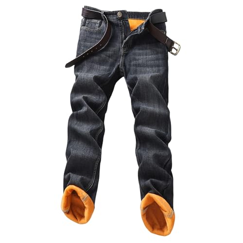 Thermohose Herren Winter Lange Thermounterwäsche Fleecehose Fleece Wanderhose Warm Thermojeans Arbeitshosen Männer Schwarz 30 von SKFLABOOF