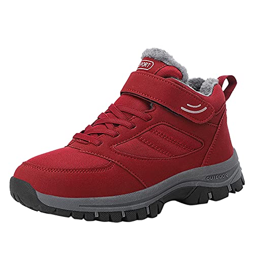 Trekkingschuhe Damen Gefüttert Outdoor Jagdstiefel Schneestiefel Warm Wasserdicht Bergschuhe Übergangs Hiking Expedition Winter Kletterschuhe Schneeschuhe Regenschuhe Rot 38 von SKFLABOOF