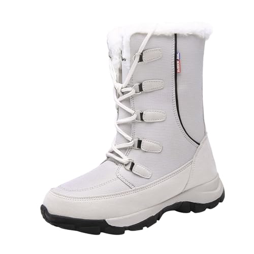 Trekkingschuhe Damen Gefüttert Outdoor Jagdstiefel Schneestiefel Wasserdicht Bergschuhe Hiking Expedition Winter Kletterschuhe Schneeschuhe Regenschuhe Weiß 39 von SKFLABOOF