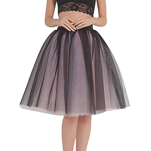 Tüllrock Damen Karneval Kostüm 80er Rock Ballettkleidung Petticoat Mini Skirt Tüll Bunt Tütü Rock Rockabilly 02 Rosa XL von SKFLABOOF