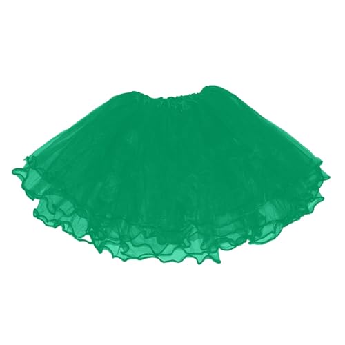 Tüllrock Damen Karneval Kostüm Rock 80er Rockabilly Rock Mini Skirt Bunt Tüll Ballettkleidung Petticoat Tütü Grün One Size von SKFLABOOF