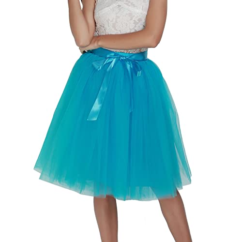 Tütü Damen Karneval Kostüm Bunt Tüll Petticoat Ballettkleidung Mini Skirt 80er Rock Tütü Rock Rockabilly Blau One Size von SKFLABOOF