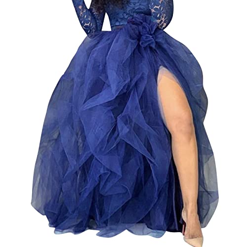 Tütü Damen Karneval Kostüm Rock Bunt Rockabilly Rock Mini Skirt Tüll 80er Tütü Ballettkleidung Petticoat 02 Dunkelblau L von SKFLABOOF