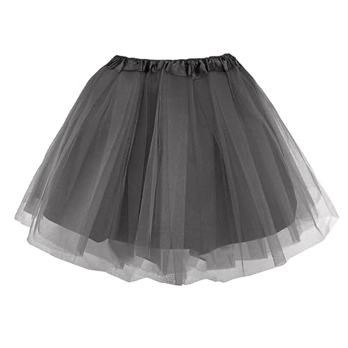 Tütü Damen Karneval Kostüm Tüll 80er Ballettkleidung Tütü Mini Skirt Bunt Rock Petticoat Rockabilly Rock Schwarz One Size von SKFLABOOF