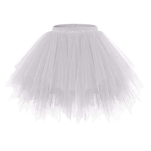 Tutu Damen - Mehrfarbig Bubble Petticoat Kurz Karneval Kostüm Klassisch Elastisch Unterrock Tüllrock Grün Party 50er Jahre Outfit Ballettrock Vintage Tütü Puffy Rock von SKFLABOOF