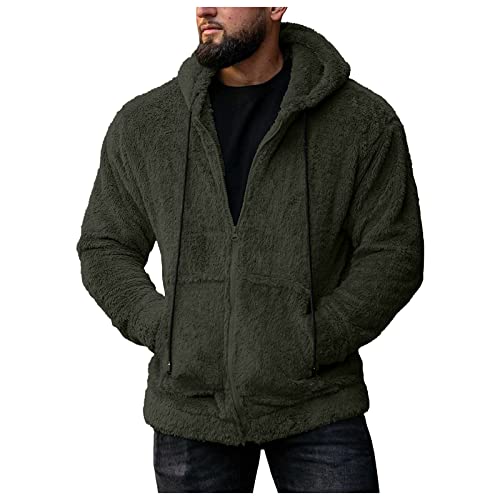 Wanderjacke Herren Mode Winter Teddyjacke Trachtenjacke Oberbekleidung Outdoor Bequem Parka Fleecepullover Winterjacke Sweatjacke Armeegrün XXL von SKFLABOOF