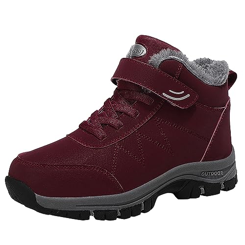 Wanderschuhe Damen Warm Leicht Schneestiefel Kletterschuhe Jagdstiefel Outdoor Wasserdicht Bergschuhe Mit Niedrigem Bund Übergangs Walking Expedition Schneeschuhe Regenschuhe Rot 39 von SKFLABOOF