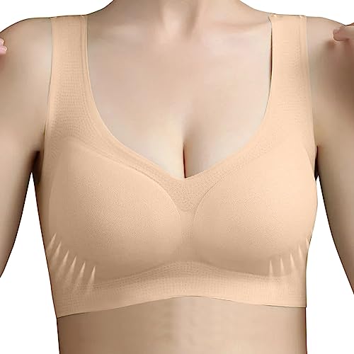 Warehouse Deal, 1PC Damen-BHS - Haltungskorrektur BH Bralette Damen Gepolstert Bequem Wmbra Sport Große Bekommes Hatme Original Bra Nahtloser Push Up (Khaki, M) von SKFLABOOF