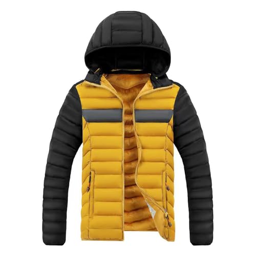 Warehouse Deal, Daunenjacke Herren Jacke Übergangsjacke Bomberjacke Winter Wasserfeste Wanderjacke Wander Parker Jacken Autumn Jacket Men Puffer Gelb, XXL von SKFLABOOF