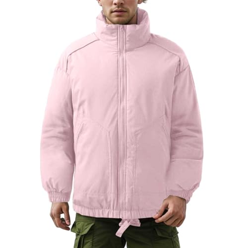 Warehouse Deal, Daunenjacke Herren Sweatjacke Winterparka Winter Arbeitsjacke Leichte Steppjacke Outdoor Jacke Bomberjacke Wasserdicht Rosa, 3XL von SKFLABOOF