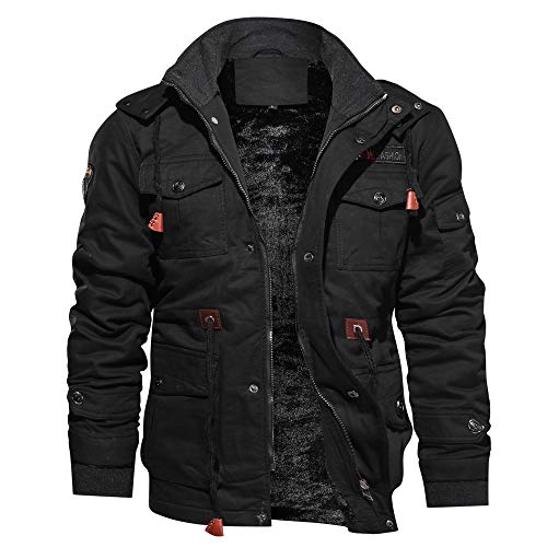 Warehouse Deal, Jacke Herren Winter Leichte Steppjacke Jacken Outdoor Arbeitsjacke Sport Parka Winterjacke Parker Herrenjacken Übergang Schwarz, XXL von SKFLABOOF