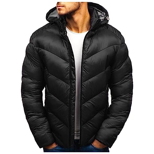 Warehouse Deal, Puffer Jacke Herren Winter Wintermantel Winterjacken Männer Arbeitsjacke Fahrradjacke Mantel Fahrrad Winterjacke Steppjacke Schwarz, XXL von SKFLABOOF