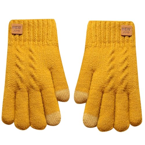 Warehouse Deal retourenware, EIN Stück Damen Handschuhe Winter Thermohandschuhe Joggen Mit Touchfunktion Fitness Thermo-Handschuhe Golfhandschuhe Herren Gelb, Einheitsgröße von SKFLABOOF