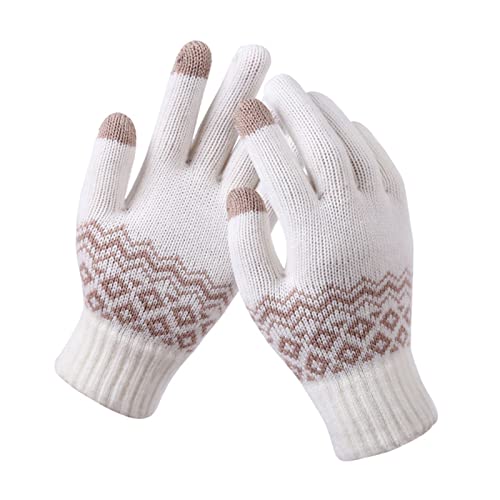 Warehouse Deal retourenware, EIN Stück Thermohandschuhe Winter Damen Herren Gloves Women Handschuhe Thermo Fahrradhandschuhe Fahrrad Mit Touch Weiss, Einheitsgröße von SKFLABOOF