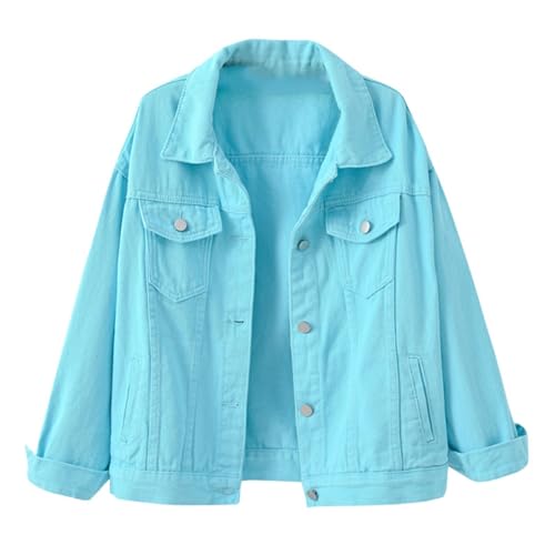 Warehouse Deals Angebote, Damen-Jeansjacken Jeansjacke Übergangsjacke Damen Sommer Leichte Sommerjacke Für Mädchen Jacke Ausgefallene Himmelblau, 3XL von SKFLABOOF