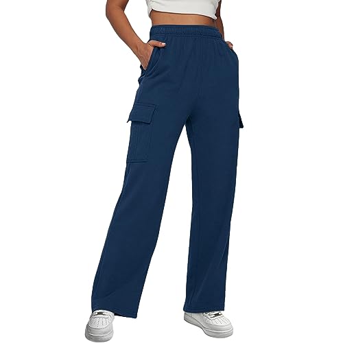 Warehouse Deals Angebote, Damen Sporthose Fahrradhose Softshellhose Joggpants Elegant Baggy Hosen Sommer Freizeithose Hose Weites Bein Damenhosen Große Größen Marineblau, M von SKFLABOOF