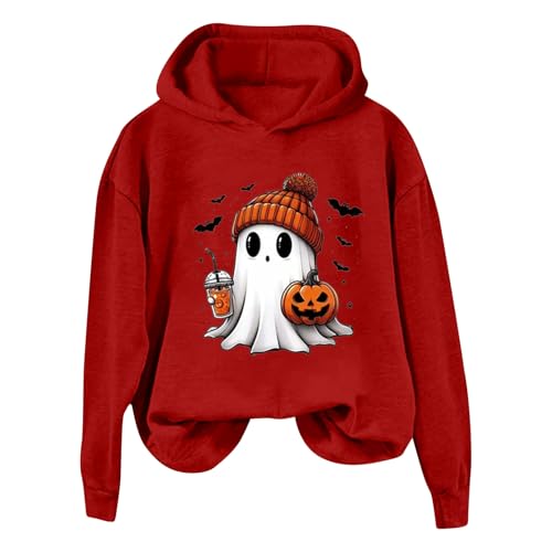 Warehouse Deals Angebote, Halloween Kostüm Damen Gruselig - Geister Hoody Damen mit Kapuze Sweatshirt Jacke Horror Langarmshirts Hoodie Oversize Pullover Long Sleeve Streetwear Rot, S von SKFLABOOF