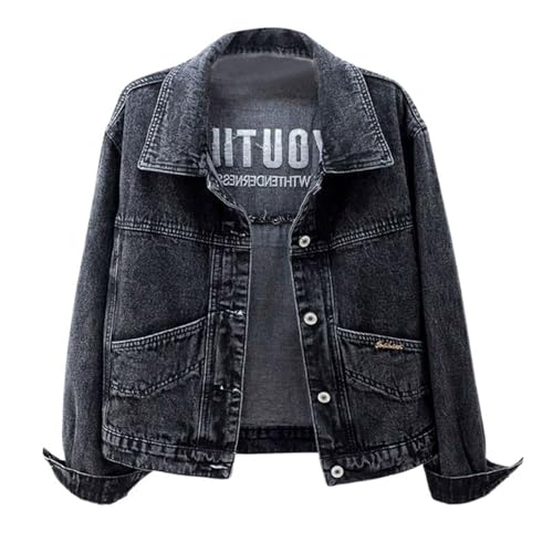 Warehouse Deals Angebote, Jeans Jacken Für Damen Jacke Bomberjacke Blouson Sommer Damen-Jeansjacken Leichte Sommerjacke Womens Jacket Schwarz, S von SKFLABOOF