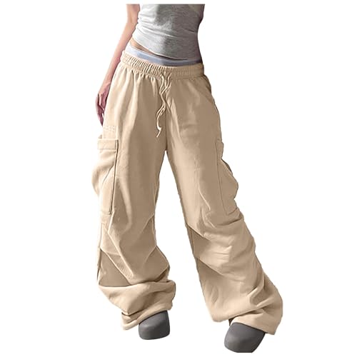 Warehouse Deals Angebote, Sporthose Damen Große Größen Festival Hose Wanderhose Lang Trainingshose Sommer Leicht Weites Bein Jogginghose Weite Hosen Outdoor Khaki, M von SKFLABOOF