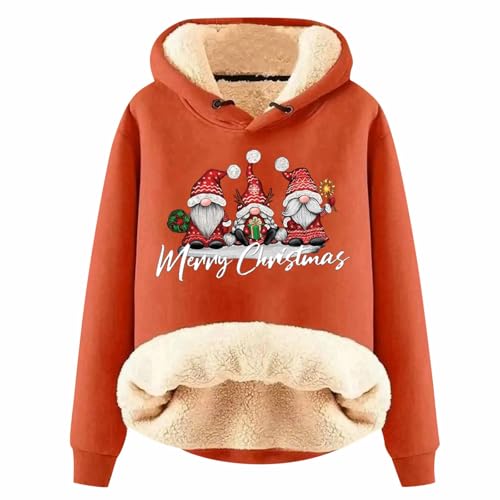 Warehouse Deals Angebote, Weihnachts Hoodie Damen Weihnachtspullover Lustig Pullover Weihnachten Herren Dicke Winter Ugly Pärchen Kapuzenpullover Für Orange, XL von SKFLABOOF