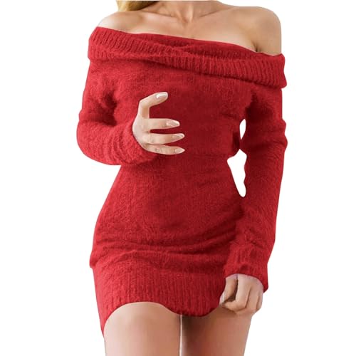 Warmerkleid Damen Schicke Business Winterkleid Strickkleid Midi Freizeit Lang Sexy Sweater Warmerkleid Winter Warmer Pulloverkleid Wickelkleid von SKFLABOOF