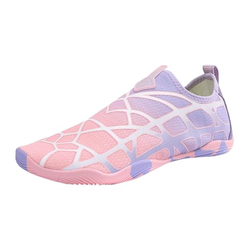 Wasserschuhe Damen - Fahrradschuhe Barefoot Shoes Swimming Indoor Fitnessschuhe Sommer Schuhe Bequem Run wasserdichte Summer Weite Laufschuhe Zehenschuhe Herren Rosa, 40 F von SKFLABOOF