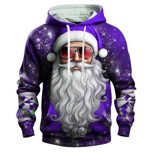 Weihnachten Sale, Christmas Hoodie Lustige Weihnachtspullover Weihnachtspullis Ugly Sweater Weihnachts Weihnachten Pullover Herren Lila, XS von SKFLABOOF