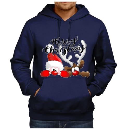 Weihnachten Sale, Christmas Hoodie Ugly Sweater Herren Partner Weihnachtspullover Paar Weihnachtspulli Lustig Pullover Unisex Marineblau, XXL von SKFLABOOF