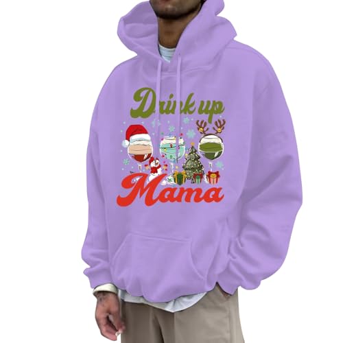 Weihnachten Sale, Christmas Hoodie Ugly Sweater Jumper Xmas Pullover Herren Weihnachtspullover Hässlich Weihnachten Lustig Lila, XL von SKFLABOOF