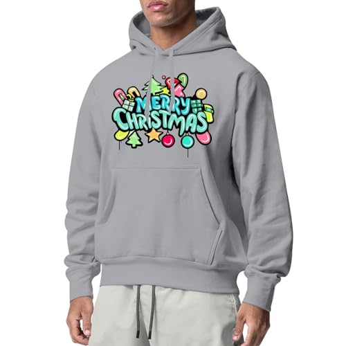 Weihnachten Sale, Christmas Hoodie Weihnachtspullover Herren Pullover Weihnachten Hässlich Hässlicher Weihnachtskleidung Männer Funny Sweater Hellgrau, M von SKFLABOOF