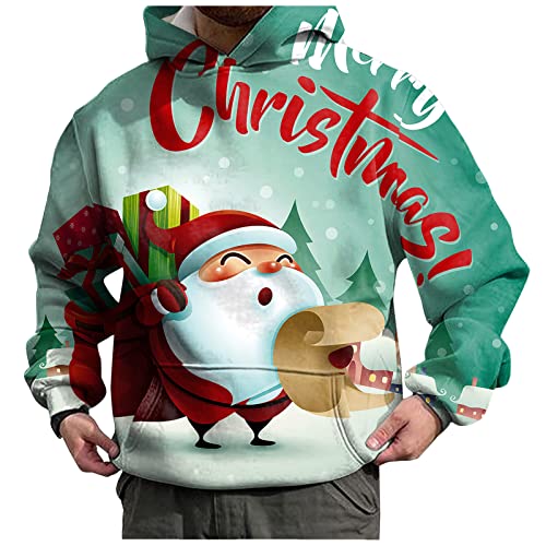 Weihnachten Sale, Christmas Hoodie Weihnachtspullover Herren Weihnachten Pullover Ugly Lustig Weihnachts Partner Hässlich Männer Grün, L von SKFLABOOF