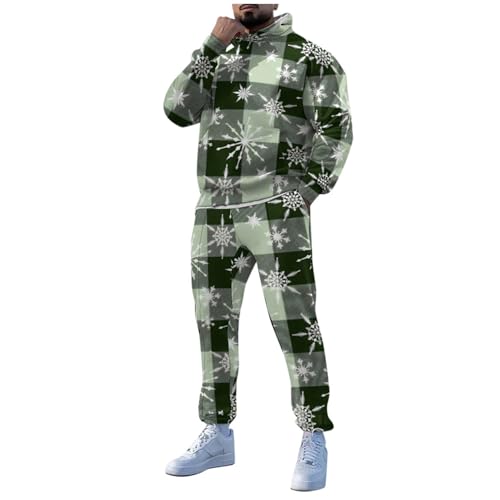 Weihnachtsanzug Herren y2k Hoodie Jogginganzug Herren mit Tasche 2-teiliges Streetwear Christmas 3D Drucke Kapuzenpullover von SKFLABOOF