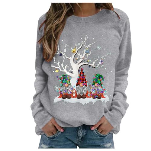 Weihnachtspullover Damen Ugly Christmas Sweater Winter Dicke Fleecepullover Fleecepullover Ohne Kapuze Grau 3XL von SKFLABOOF