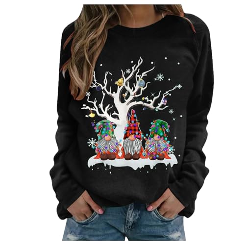 Weihnachtspullover Damen Ugly Christmas Sweater Winter Dicke Fleecepullover Fleecepullover Ohne Kapuze Schwarz L von SKFLABOOF