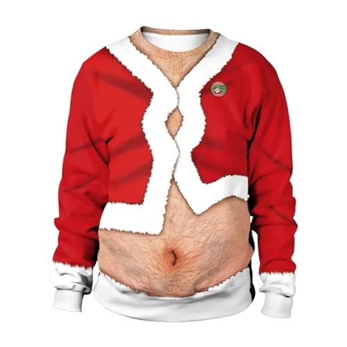 Weihnachtspullover Herren Lustig Weihnachten Slim Fit Ugly Weihnachtspullover Weihnachtsoutfit Männer Pullover Hässlich Weihnachten Langarm Winterpullover Weihnachtspulli Sweater von SKFLABOOF