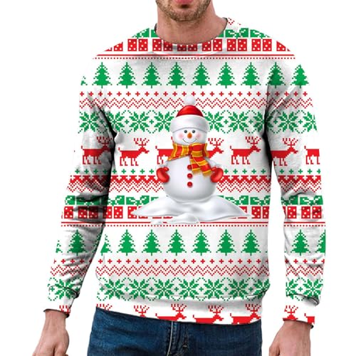 Weihnachtspullover Herren Lustig Weihnachten Winter Drucken Winterpullover Weihnachtspulli Männer Pullover Hässlich Langarm Christmas Weihnachtspullover Weihnachtsoutfit Sweater von SKFLABOOF