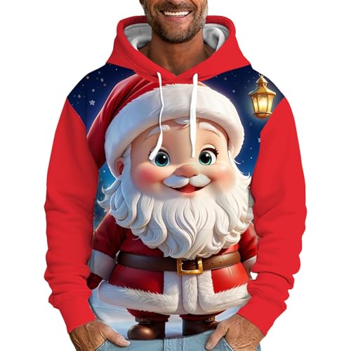 Weihnachtspullover Pärchen Weihnachts Hoodie Herren Weihnachtspulli Lustig Kapuzenpullover Reindeer Schneemann Weihnachtsmann Kostüm Ugly Christmas Sweater von SKFLABOOF