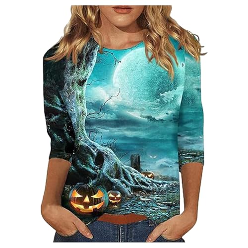 Weihnachtsshirt Damen Ugly Christmas Sweater Weihnachts Pullover Shirt 3/4arm Weihnachten Kleid Shirts 3/4 Arm Pullis Himmelblau, S von SKFLABOOF