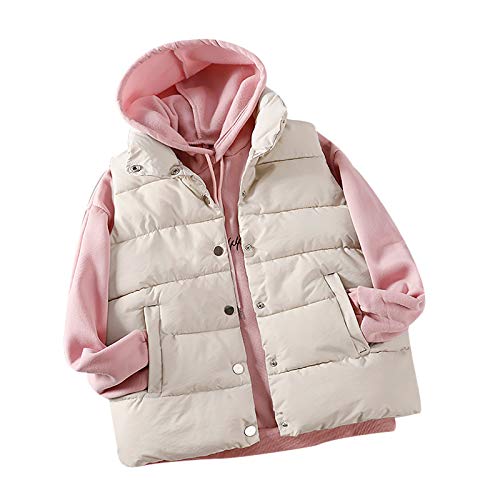 Weste Damen Kurze Outdoor Herbstjacke Jacke Kuscheljacke Leicht Stehkragen Ärmellos Steppweste Mantel Winterjacke Weiß L von SKFLABOOF